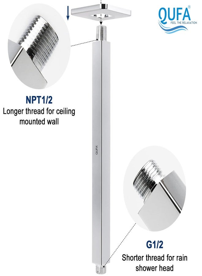 QUFA® Heavy Premium Stainless Steel Only Shower Arm with Wall Flange. (CEILING ARM ONLY, 24 INCH ARM) - Image 4